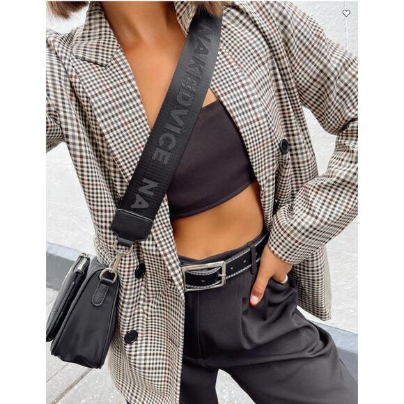 Princess polly Mrs Nancy plaid oversized blazer jacket - Picture 2 of 8